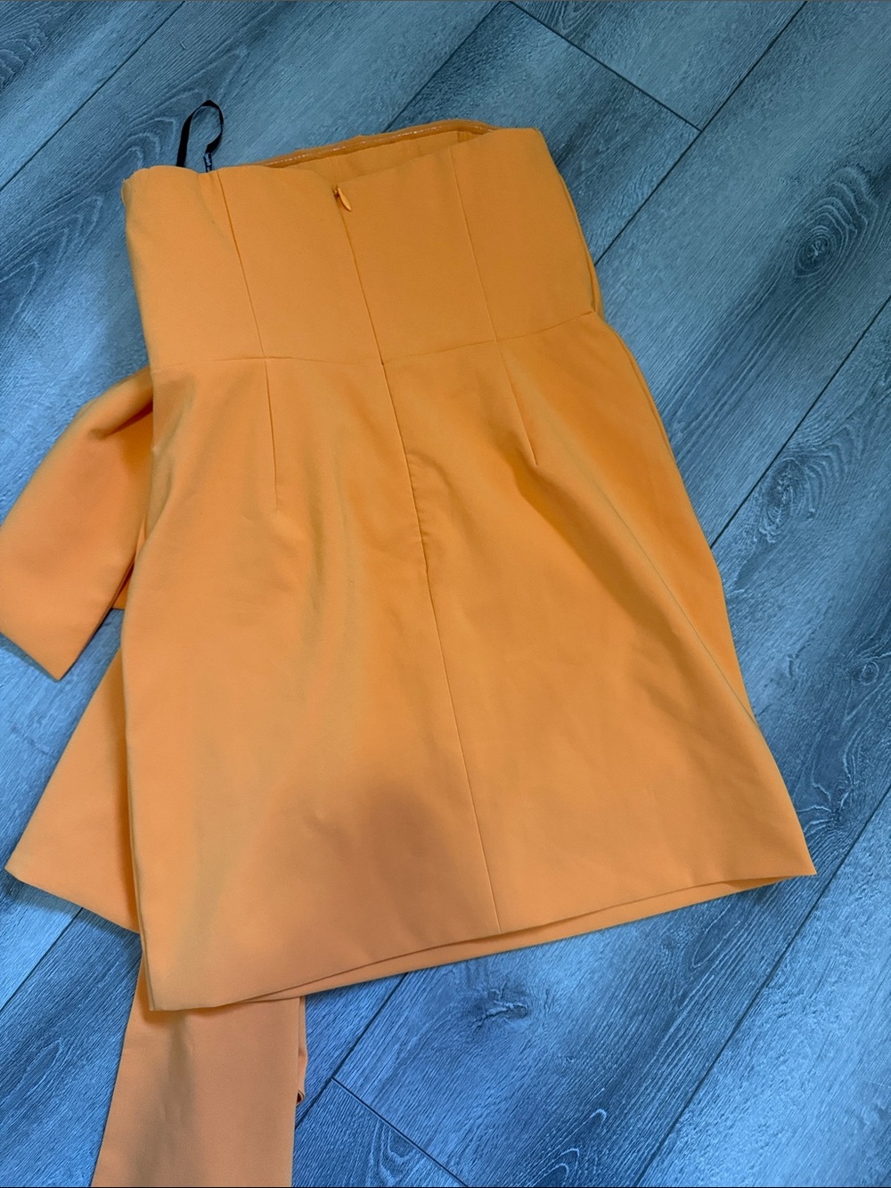 Lavish Alice SHAKIRA Bandeau Half Bow Drape Midi Dress in Apricot 10 - Picture 6 of 6